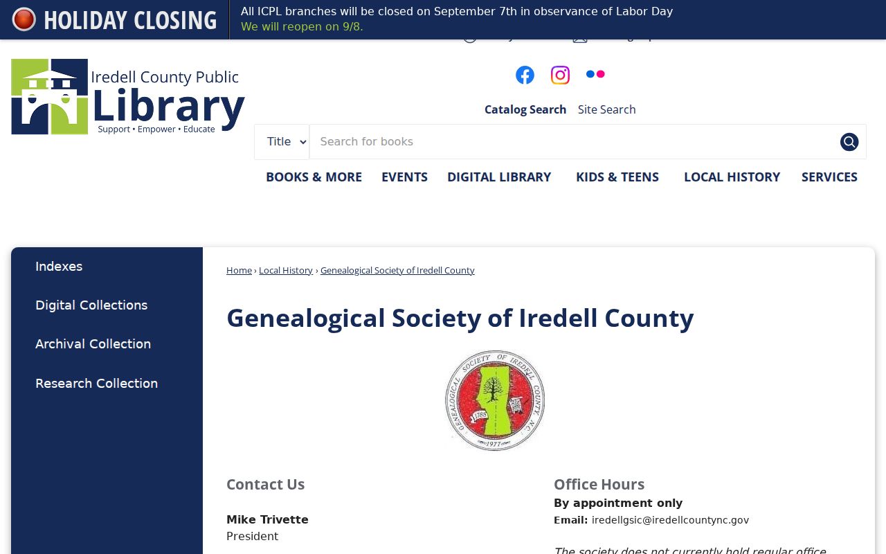 Mooresville city directory research at the Genealogical Society of Iredell County holdings page