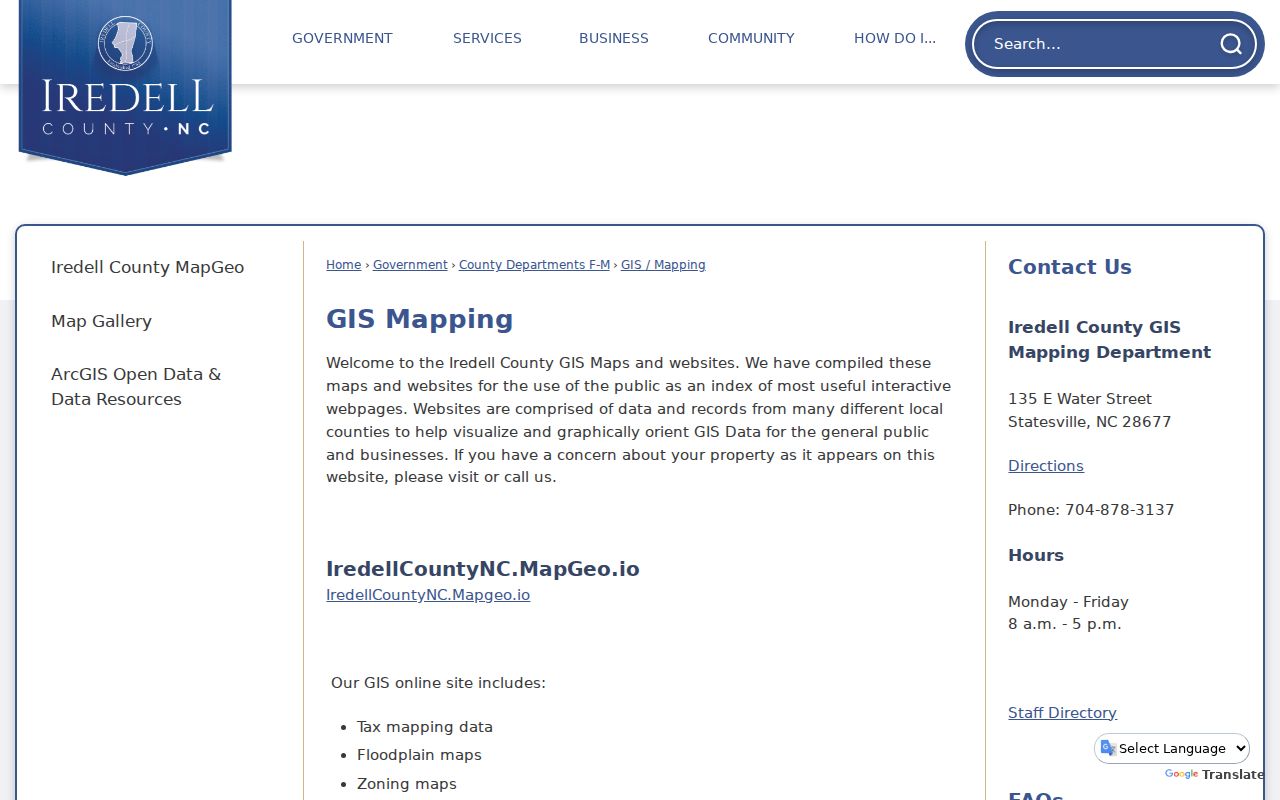 Mooresville neighbors reference to Iredell County GIS mapping resources