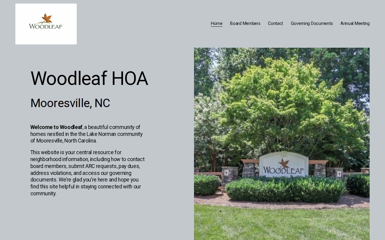 Mooresville neighbors reference to a public community association page