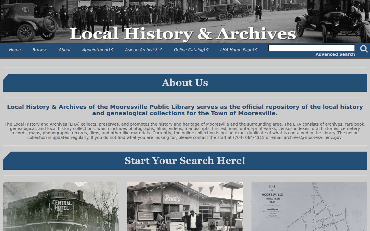 Mooresville previous residents reference to the Local History and Archives repository