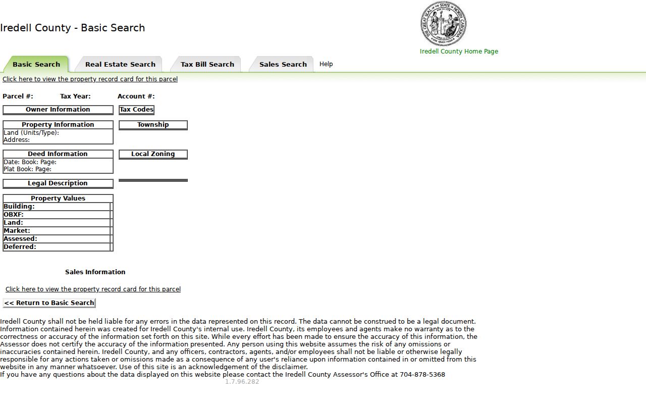 Mooresville ZIP code directory reference to an Iredell parcel card