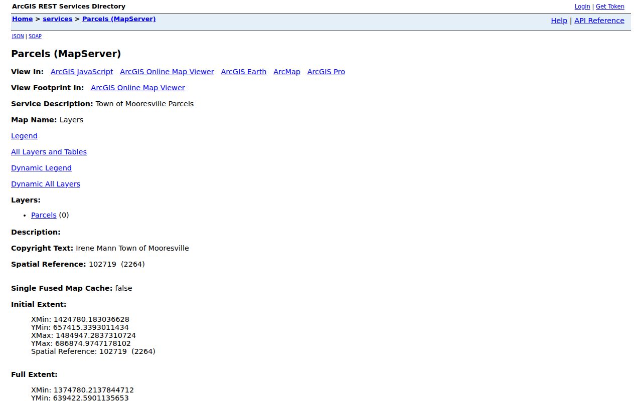 Mooresville ZIP code directory reference to the Town parcel service